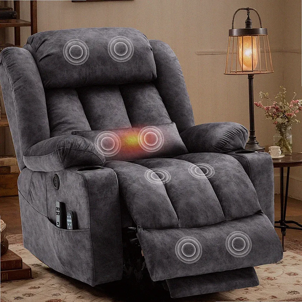 180° Lay Flat Power Lift Chair Massage Sleeping Recliner W/ Heat,Extend Footrest