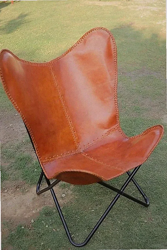 Chair Leather Lounge Vintage Relax Home Butterfly Accent Living Room With Stand