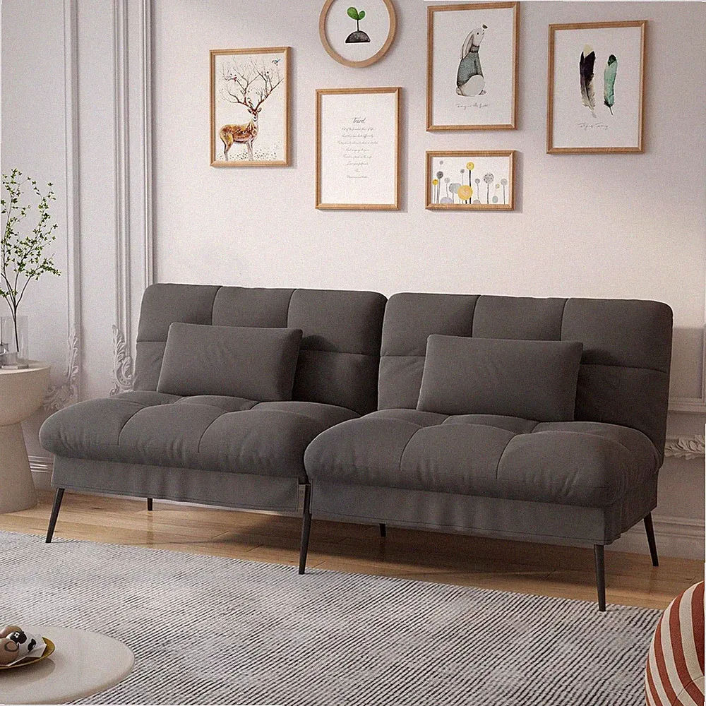 Convertible Sofa Bed,68″Fabric Couch with Adjustable Backrest,Loveseat Recliner