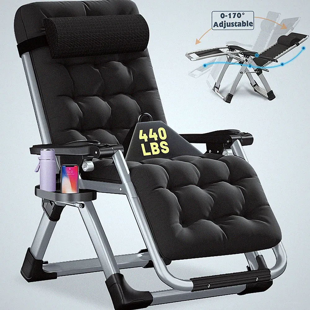 Outdoor Lounge Chair Loungers Zero Gravity Chair Adjustable Padded Lounger Chair