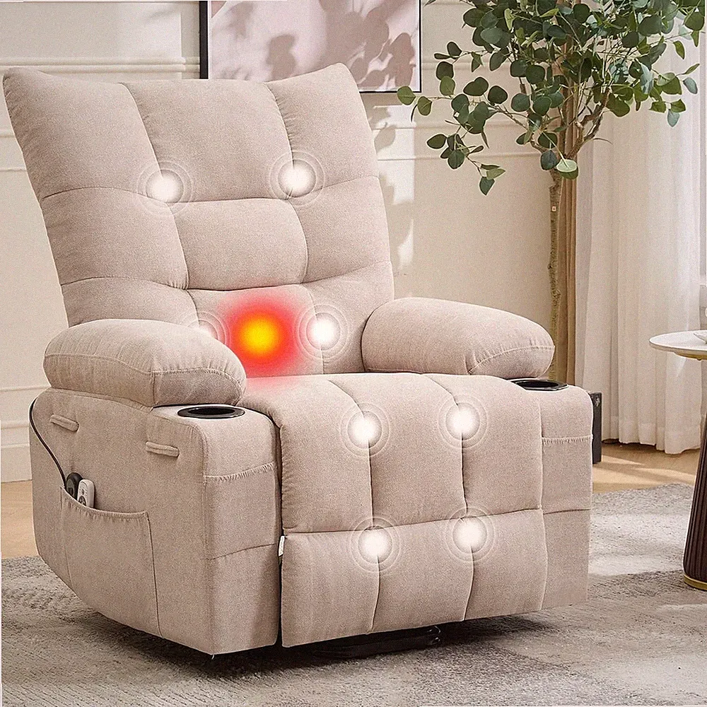 Power Lift Recliner Chair Electric Massage & Heat Recliner with 45° Assist Stand