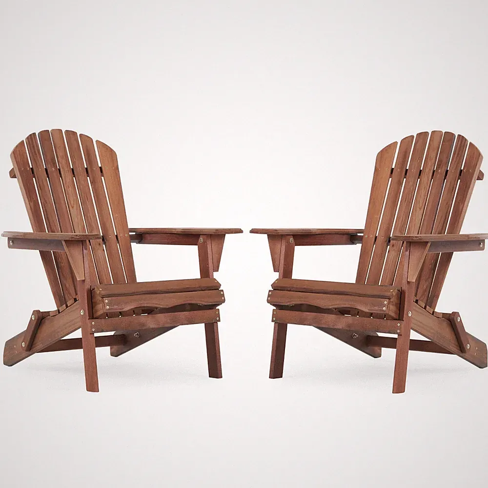 Set of 2 Folding Patio Adirondack Lounge Chair Conversation Outdoor Furniture