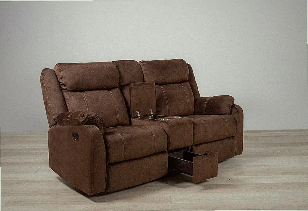U7303 - Console Power Recliner Loveseat - Domino Coffee
